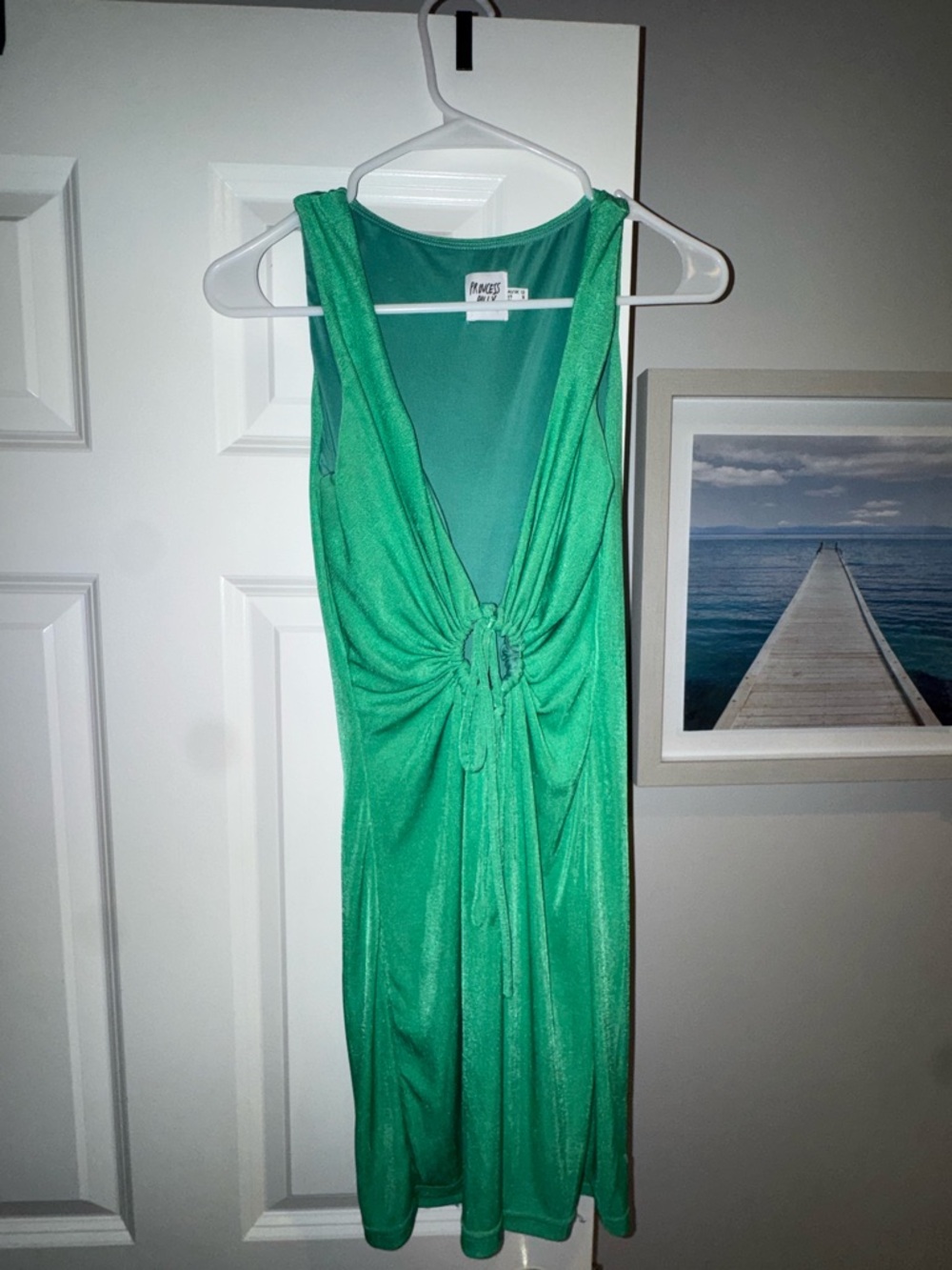 Princess Polly Green Knot-Front Sleeveless Dress